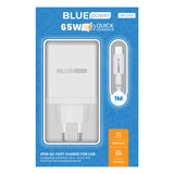 Incarcator Retea cu Cablu USB-C BLUE Power BPCE04, 65W, 3.25A, 1 x USB-A - 2 x USB-C