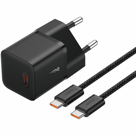 Incarcator Retea Cu Cablu USB-C Baseus GaN5, 20W, 3A, 1 x USB-C, Negru P10110900113-00