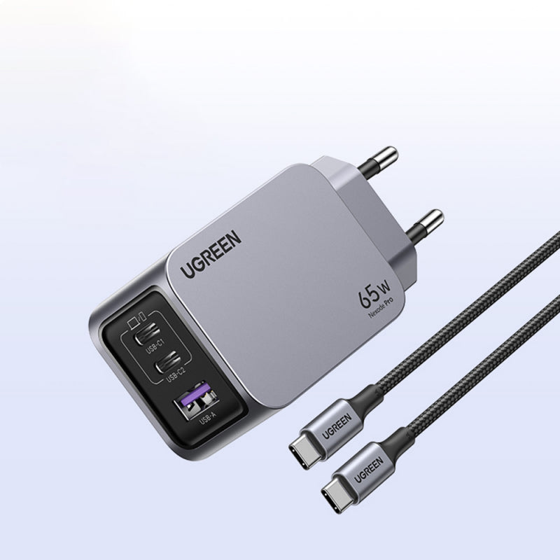 Incarcator Retea Cu Cablu USB-C UGREEN X755 Nexode Pro, 65W, 3A, 1 x USB-A - 2 x USB-C