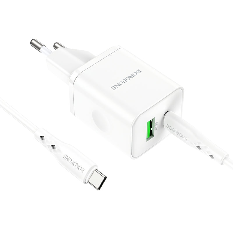 Incarcator Retea Cu Cablu USB-C Borofone BN7, 20W, 3A, 1 x USB-A - 1 x USB-C