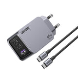 Incarcator Retea Cu Cablu USB-C UGREEN X755 Nexode Pro, 65W, 3A, 1 x USB-A - 2 x USB-C
