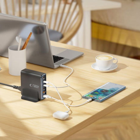 Incarcator Retea Tech-Protect DC80W, 80W, 3A, 2 x USB-A - 4 x USB-C