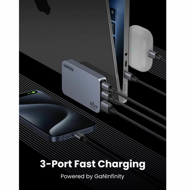 Incarcator Retea UGREEN X753 Nexode Pro, 65W, 3A, 1 x USB-A - 2 x USB-C