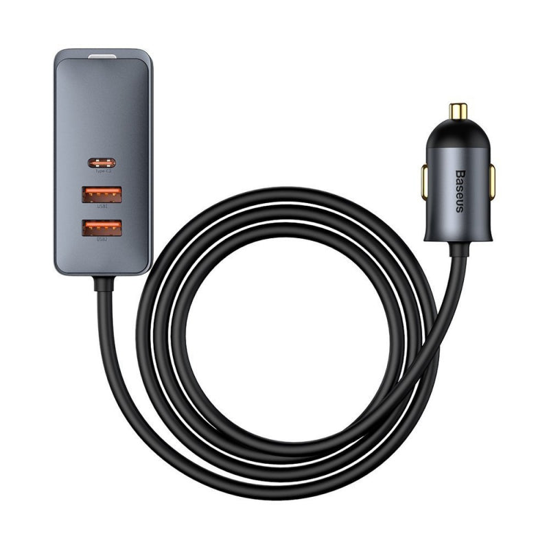 Incarcator Auto Baseus Share Together, 120W, 3A, 2 x USB-A - 2 x USB-C, Gri CCBT-A0