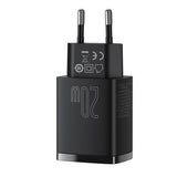 Incarcator Retea Baseus Compact, 20W, 3A, 1 x USB-A - 1 x USB-C, Negru CCXJ-B01