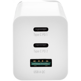 Incarcator Retea Varta GaN, 65W, 3.25A, 1 x USB-A - 2 x USB-C, Alb 57956101401