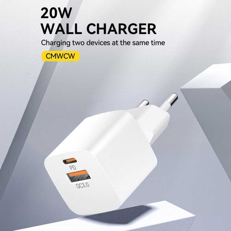 Incarcator Retea WZK CMWCW, 20W, 3A, 1 x USB-A - 1 x USB-C