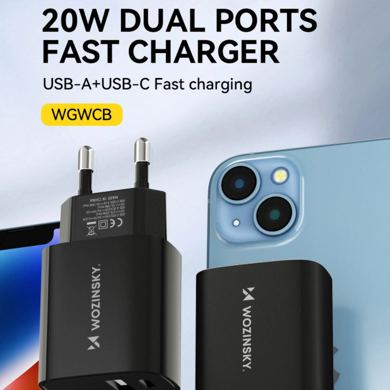 Incarcator Retea WZK WGWCB, 20W, 3A, 1 x USB-A - 1 x USB-C