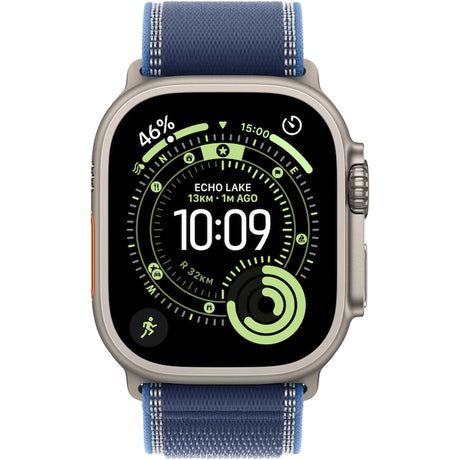 Apple Watch Ultra 3, GPS, Cellular, Carcasa Natural Titanium 49mm, Blue/Bright Blue Trail Loop - M/L
