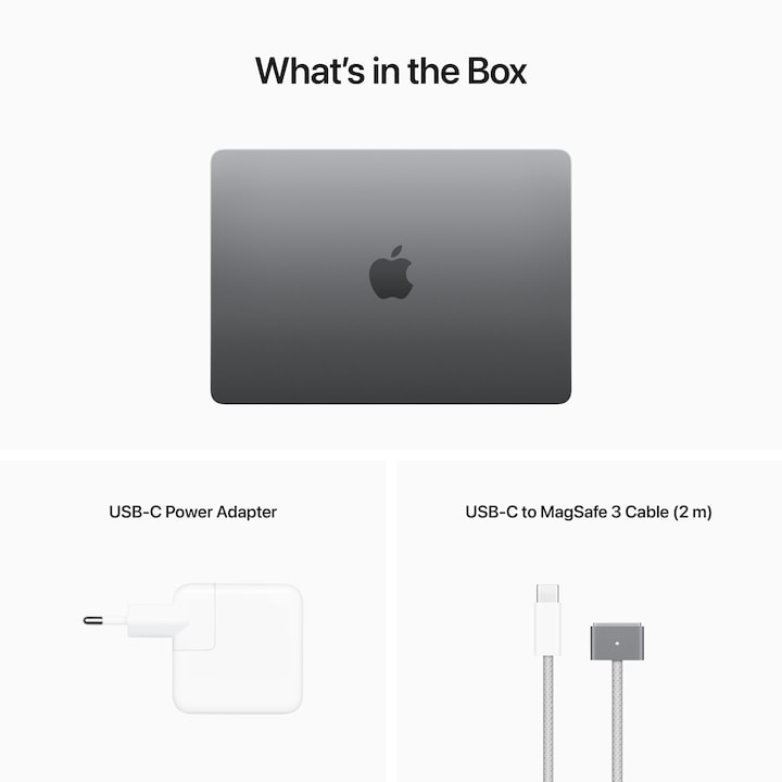 Laptop Apple MacBook Air 13-inch, cu procesor Apple M2, 8 nuclee CPU si 8 nuclee GPU, 8 GB, 256GB, Space Grey, Layout INT