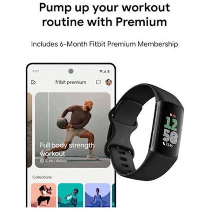 Bratara fitness Fitbit Charge 6, GPS + GLONASS, Bluetooth, NFC, Black - Desigilat