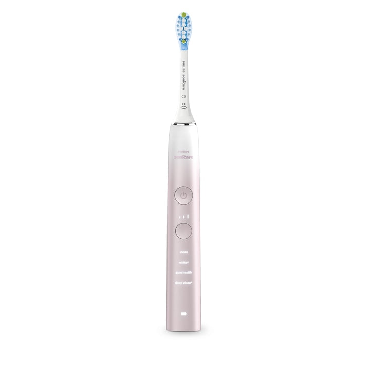 Periuta electrica sonica PHILIPS Sonicare DiamondClean Seria 9000 HX9911/79, 1 toc de transport, 4 capete C3, suport de incarcare, roz