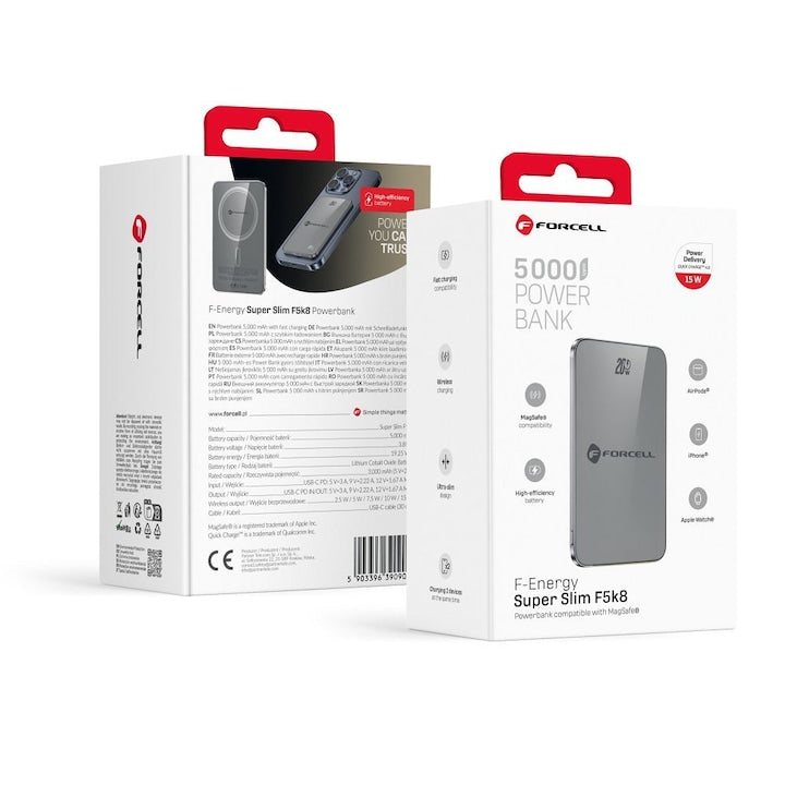 Baterie Externa Forcell F-Energy SuperSlim F5K8, 5000 mAh, USB-C