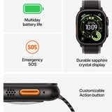 Apple Watch Ultra 3, GPS, Cellular, Carcasa Black Titanium 49mm, Black Ocean Band