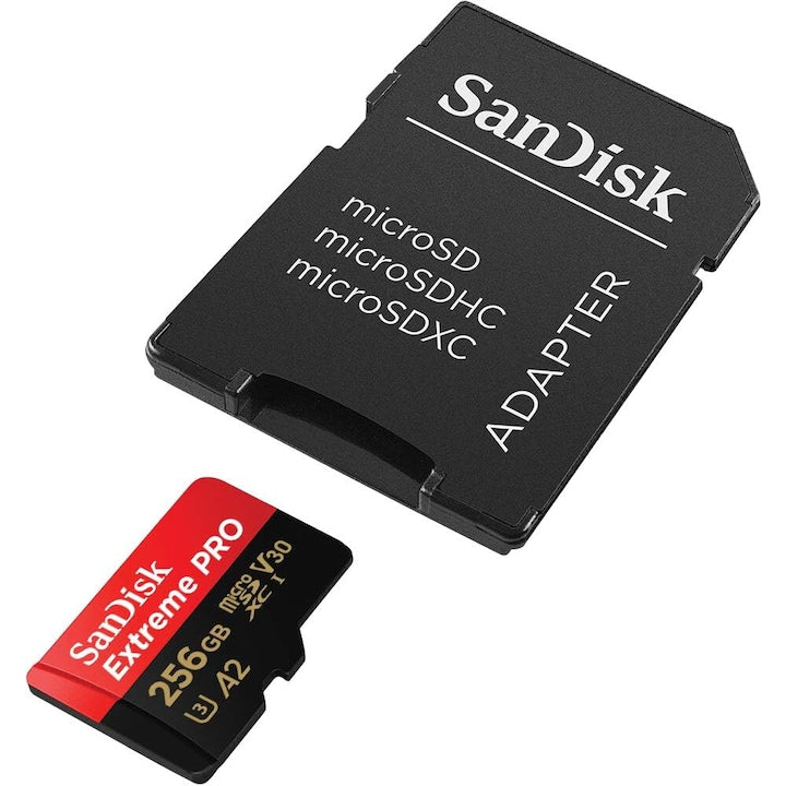 Card de memorie SanDisk Extreme microSDXC 256GB, pana la 200MB/s & 140MB/s Read/Write speeds + SD Adapter