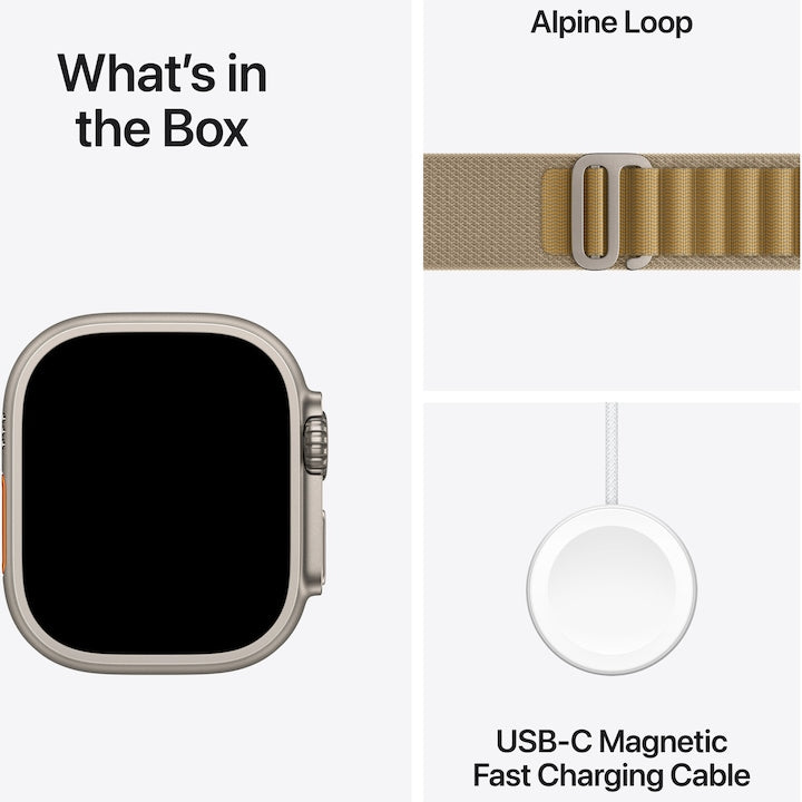 Apple Watch Ultra 2, GPS, Cellular, Carcasa Natural Titanium 49mm, Tan Alpine Loop - Small