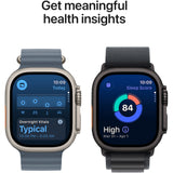 Apple Watch Ultra 3, GPS, Cellular, Carcasa Natural Titanium 49mm, Blue/Bright Blue Trail Loop - M/L