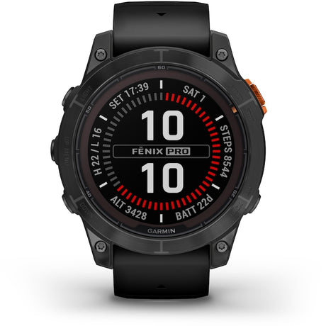 Smartwatch Garmin Fenix 7 Pro Solar, Glass, curea Neagra, Slate Grey