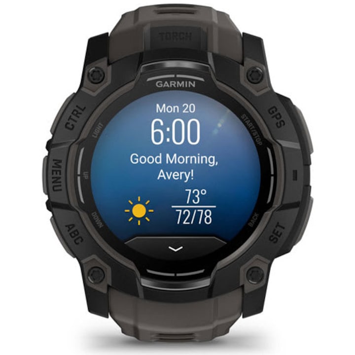 Ceas multisport / smartwatch Garmin Instinct 3, 45mm, AMOLED, Negru, curea Neagra