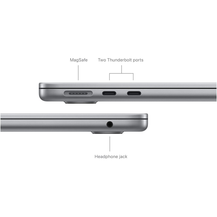 Laptop Apple MacBook Air 13", cu procesor Apple M3, 8 nuclee CPU si 8 nuclee GPU, 8GB, 256GB, Space Grey