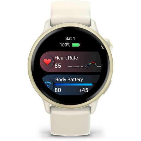 Smartwatch Garmin vivoactive 6, GPS, 42mm, curea silicon, Bone/Lunar Gold