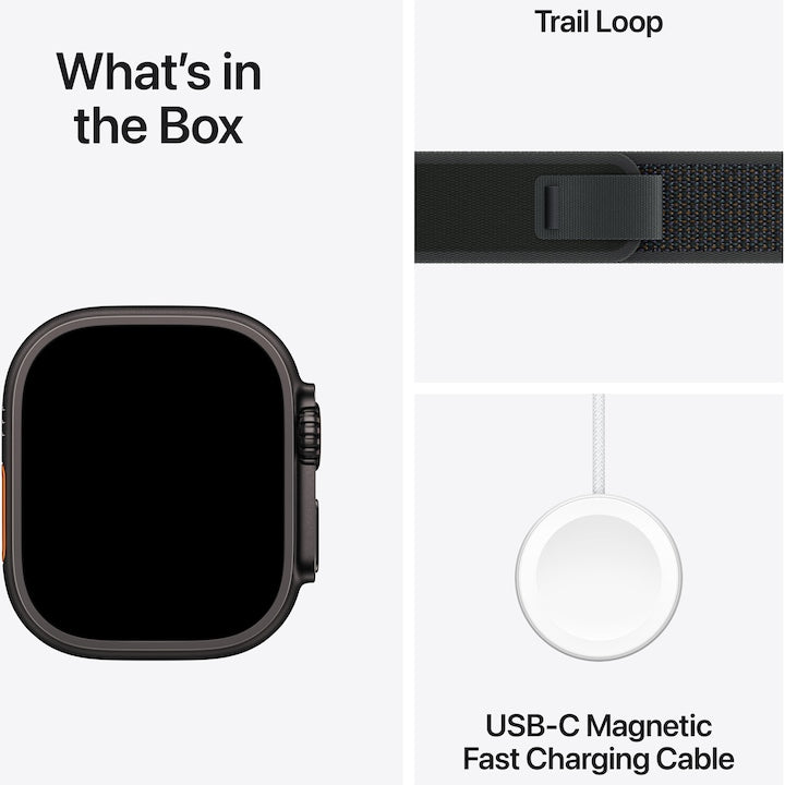 Apple Watch Ultra 2, GPS, Cellular, Carcasa Black Titanium 49mm, Black Trail Loop - M/L
