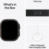 Apple Watch Ultra 2, GPS, Cellular, Carcasa Black Titanium 49mm, Black Trail Loop - M/L