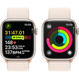 Apple Watch Series 9 GPS, Carcasa Starlight Aluminium 45mm, Starlight Sport Loop