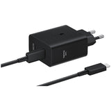 Incarcator retea Samsung super fast charger adapter Duo 50W, 2 x USB Type-C, cablu Type-C - Type-C (5A) inclus, Negru