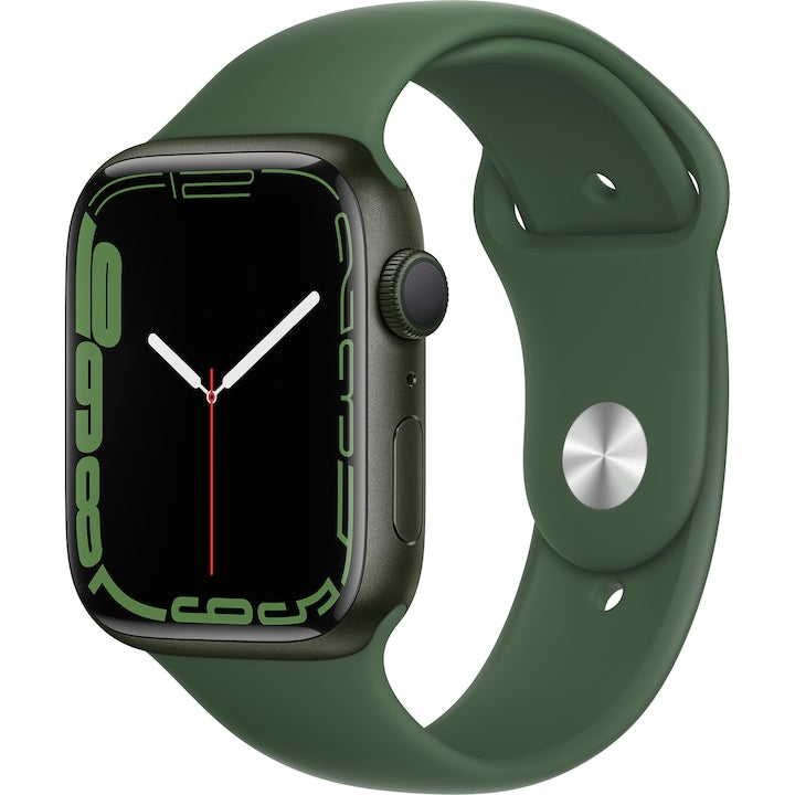 Second Hand - Apple Watch Series 7, GPS, Carcasa Green Aluminium 45mm, Clover Sport Band - starea de sanatate a bateriei: 92%