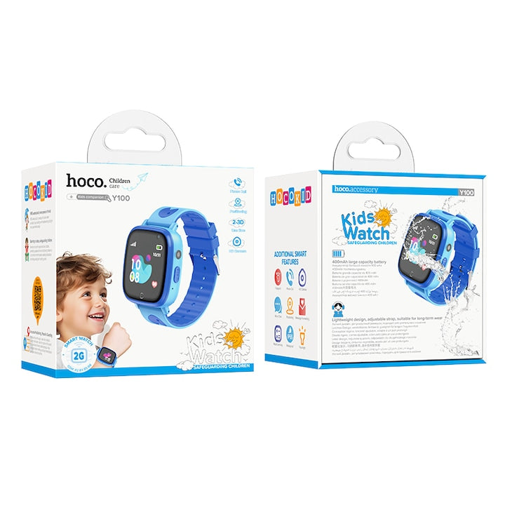 Smartwatch HOCO Y100, pentru Copii, Baterie 400mAh, Bluetooth, Memorie 32Mb+32Mb, Curea silicon