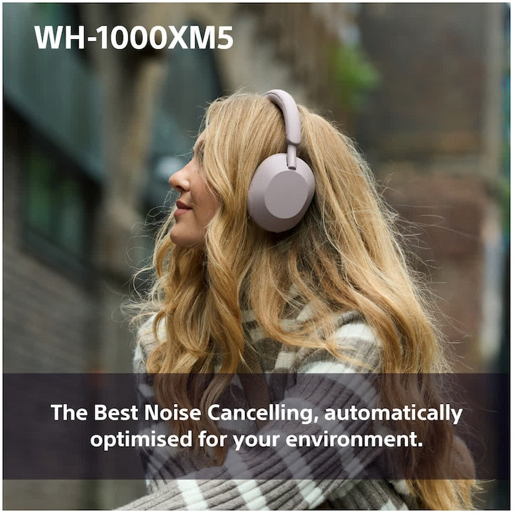 Casti audio Over-Ear Sony WH-1000XM5P, Wireless, Noise Cancelling, Bluetooth 5.2, Autonomie 30 ore, Smoky Pink