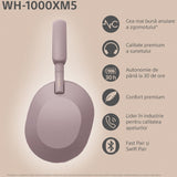 Casti audio Over-Ear Sony WH-1000XM5P, Wireless, Noise Cancelling, Bluetooth 5.2, Autonomie 30 ore, Smoky Pink