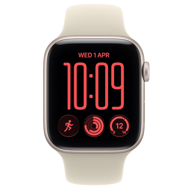 Apple Watch SE 3, GPS, Carcasa Starlight Aluminium 44mm, Sand Sport Band