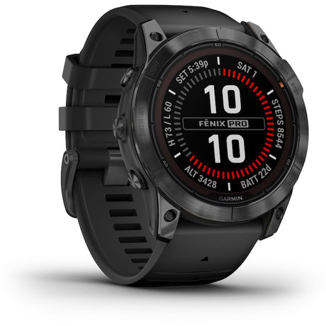 Smartwatch Garmin Fenix 7X Pro Solar, Glass, curea Neagra, Slate Grey