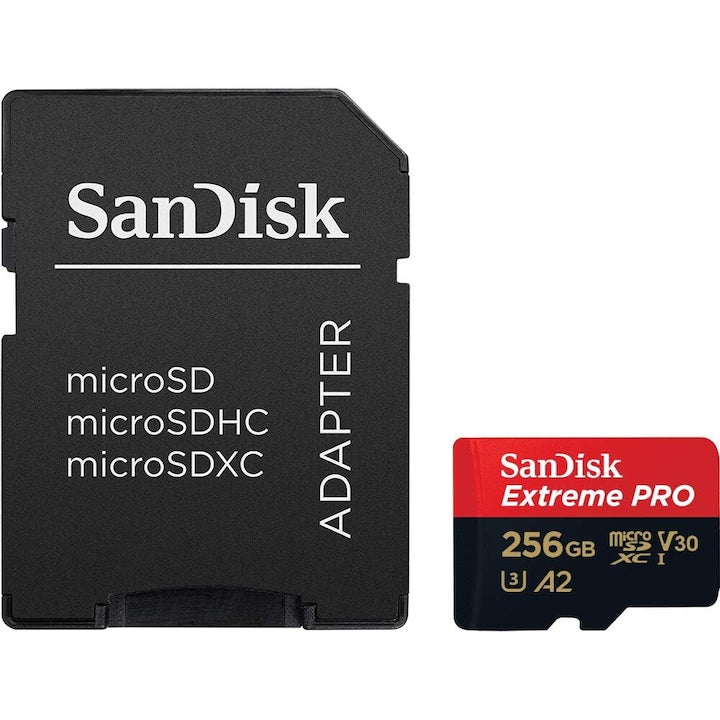 Card de memorie SanDisk Extreme microSDXC 256GB, pana la 200MB/s & 140MB/s Read/Write speeds + SD Adapter