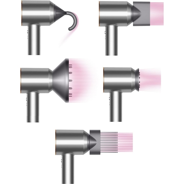 Uscator de par Dyson Supersonic HD07 Fier/Fuchsia,5 accesorii