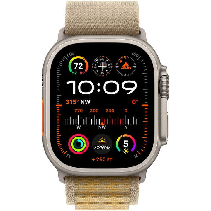 Apple Watch Ultra 2, GPS, Cellular, Carcasa Natural Titanium 49mm, Tan Alpine Loop - Small