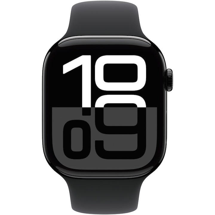 Apple Watch Series 10 Cellular, Carcasa Jet Black Aluminium 42mm, Black Sport Band - M/L