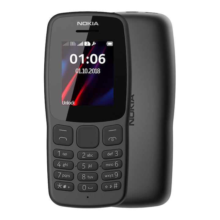 Telefon mobil Nokia 106 (2018), Dual SIM, Negru