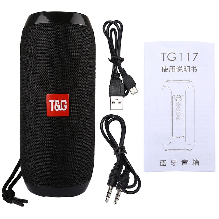 Boxa portabila T&G TG117, Stereo BT, cu microfon, apeluri hands-free, slot card TF, AUX IN, radio FM, Negru