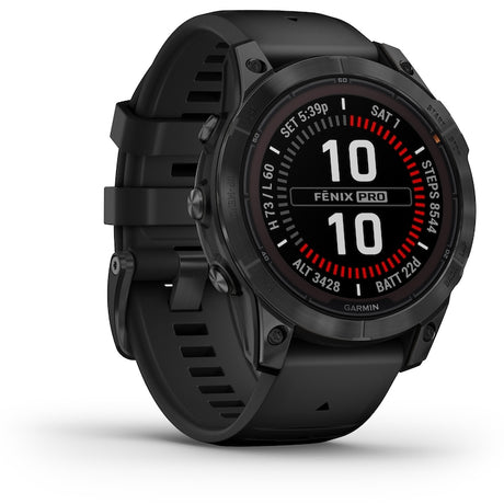 Smartwatch Garmin Fenix 7 Pro Solar, Glass, curea Neagra, Slate Grey