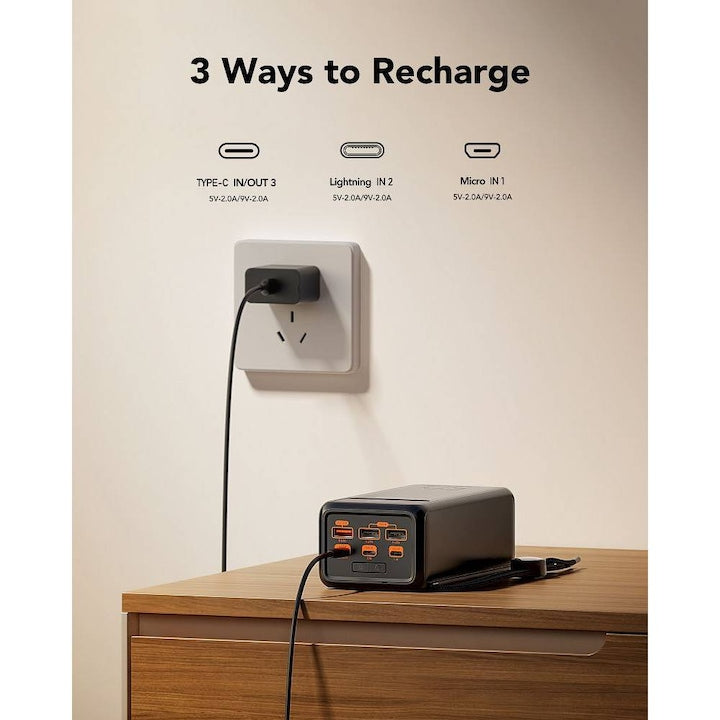 Baterie Externa Veger, 50000mAh, PD QC3.0 5A 22,5W Tank Lite, Negru