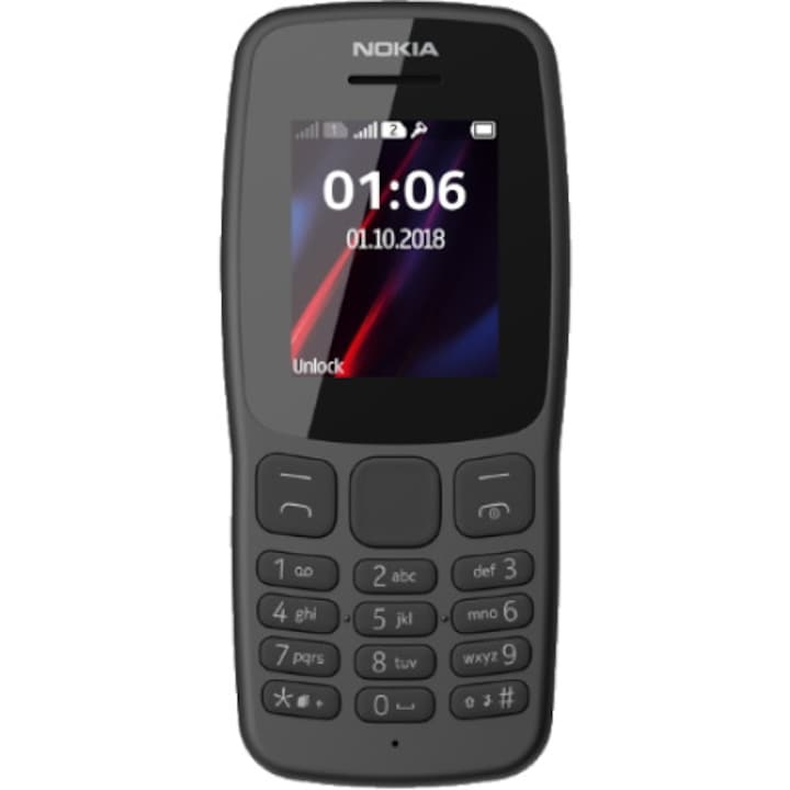 Telefon mobil Nokia 106 (2018), Dual SIM, Negru
