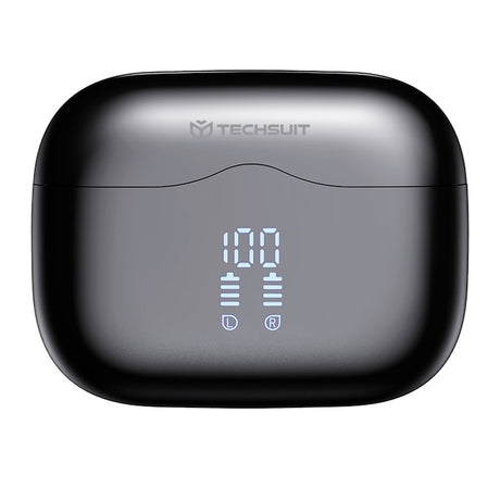 Casti audio Wireless In-Ear Techsuit®️ VelarX One cu Anulare Activa a Zgomotului, Bluetooth 5.4, Sunet Puternic Driver Audio 13mm si Sistem cu 4 Microfoane pentru Apeluri Clare (ENC) – Autonomie pana la 26 Ore. Universale
