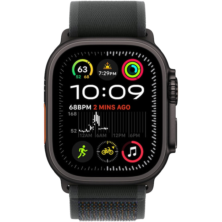 Apple Watch Ultra 2, GPS, Cellular, Carcasa Black Titanium 49mm, Black Trail Loop - M/L