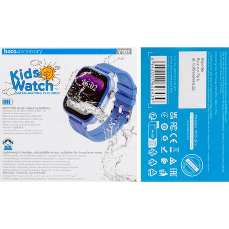 Ceas Inteligent HOCO Y101, pentru Copii, 680mAh, Ecran 1.83 inch, Cartela 4G, Apeluri BT si GPS, 1GB RAM + 16GB ROM, Curea silicon