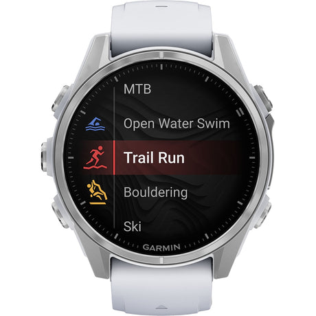 Garmin fenix 8, 43mm, AMOLED, Glass, Otel inoxidabil, Silver, Whitestone Silicone Band - Smartwatch multisport