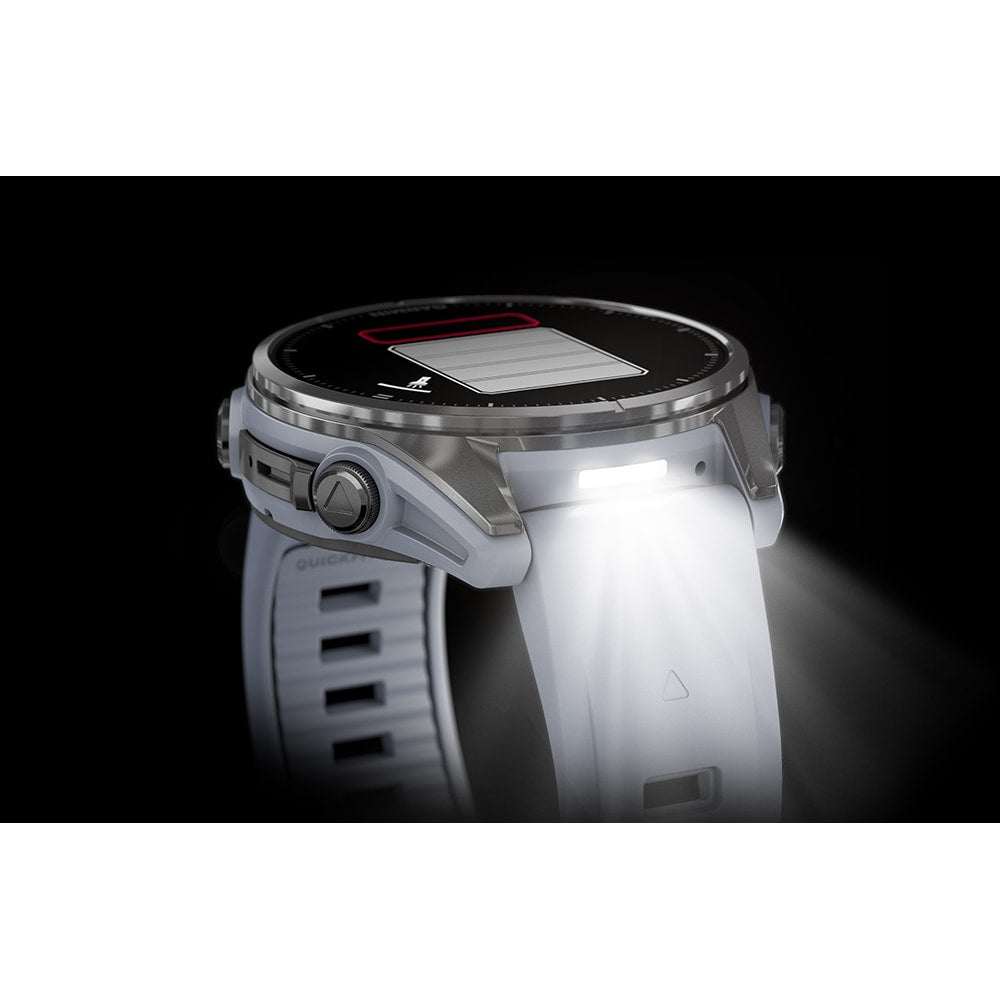 Smartwatch Garmin fenix 8, 43mm, AMOLED, Glass, Otel inoxidabil, Silver, Whitestone Silicone Band